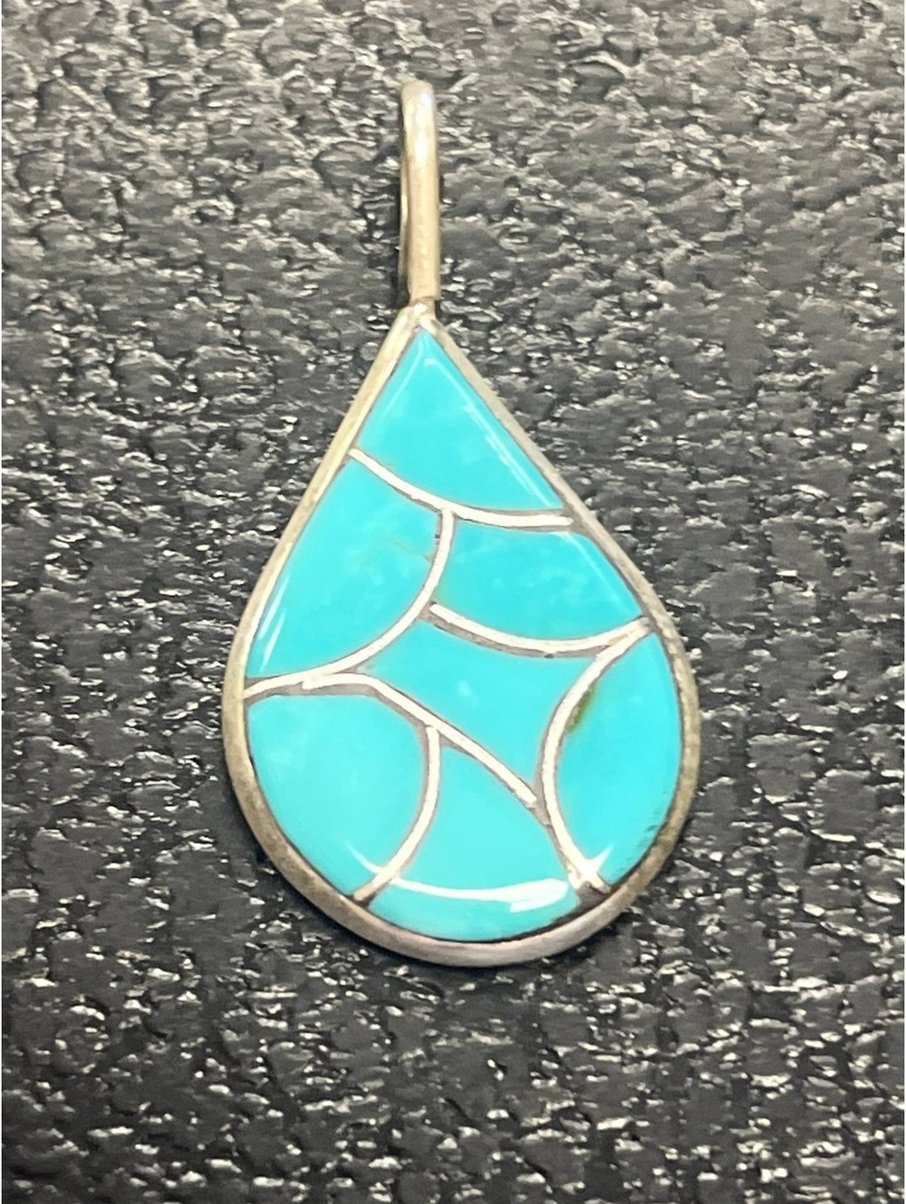 Native American Navajo handmade sterling silver turquoise multi inlay pendant